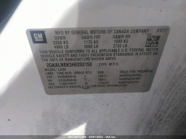 2GKALNEK3H6282158 GMC Terrain Sle