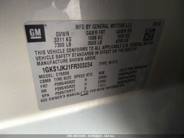 1GKS1JKJ1FR303234 GMC YUKON XL DENALI