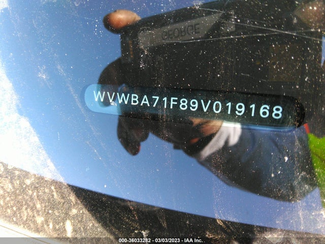 2009 VOLKSWAGEN EOS KOMFORT VIN: WVWBA71F89V019168