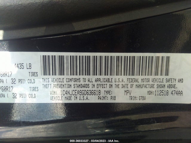 1C4NJCEA9GD636618 Jeep Compass Latitude