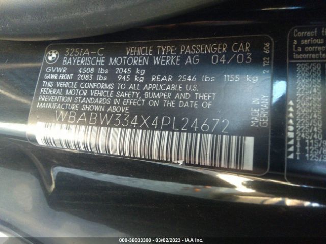 WBABW334X4PL24672 BMW 3 Series 325ci