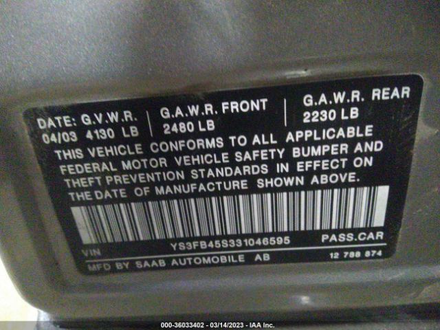 2003 SAAB 9-3 YS3FB49S931004278 Photo 8