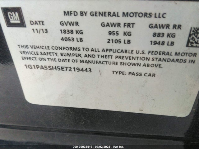 Chevrolet CRUZE LS 2014 1G1PA5SH5E7219443 Image 10