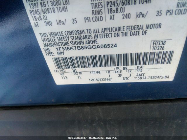 1FM5K7B85GGA08524 Ford Explorer Base