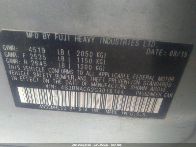 4S3BNAC62G3016144 Subaru Legacy 2.5i Premium