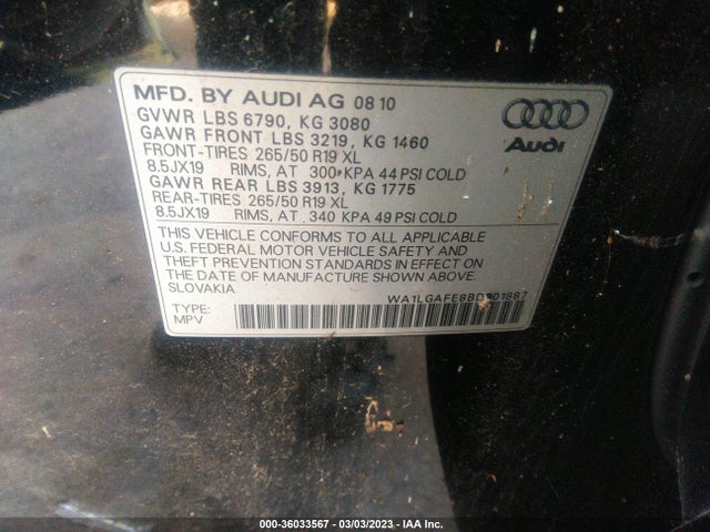 WA1LGAFE8BD001887 Audi Q7 3.0t Premium Plus