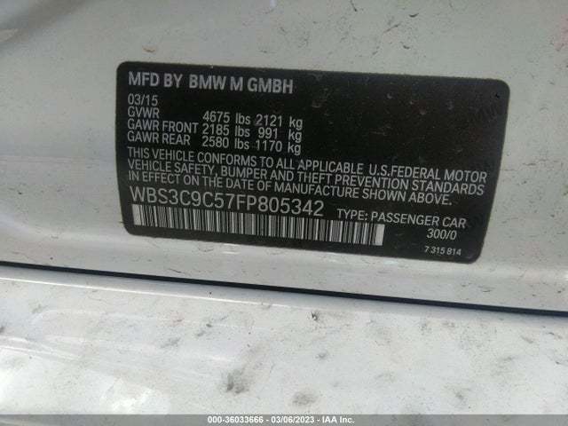 BMW M3 2015 WBS3C9C57FP805342 Image 9