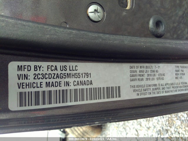 Dodge Challenger Sxt 2021 2C3CDZAG5MH551791 Image 9