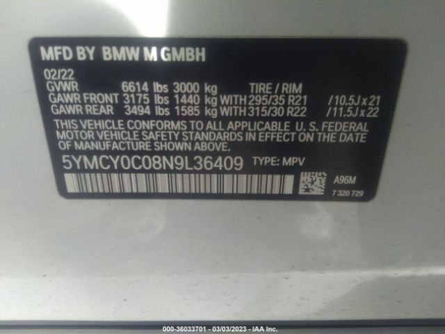 5YMCY0C08N9L36409 BMW X6 M