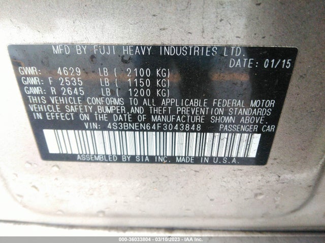 2015 Subaru Legacy, VIN: 4S3BNEN64F3043848