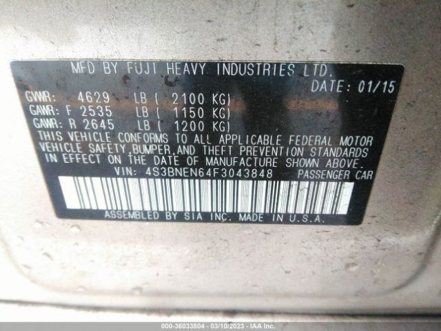 4S3BNEN64F3043848 Subaru Legacy 3.6r Limited