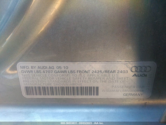 WAUAFAFL4BN000998 Audi A4 2.0t Premium