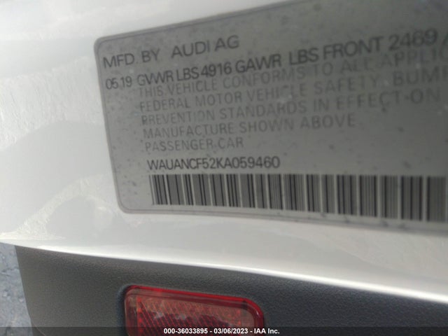 2019 Audi A5, VIN: WAUANCF52KA059460