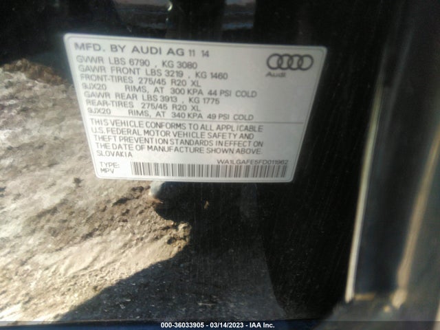 WA1LGAFE5FD011962 Audi Q7 3.0t Premium Plus