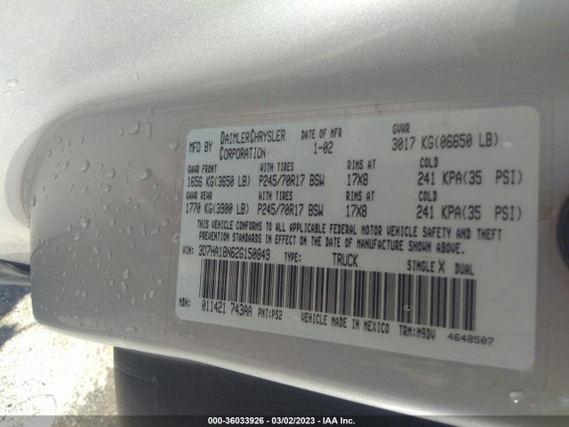 Dodge RAM 1500 2002 3D7HA18N62G150849 Image 10