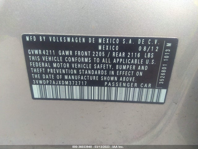 3VWDP7AJXDM372717 Volkswagen Jetta Sedan Se