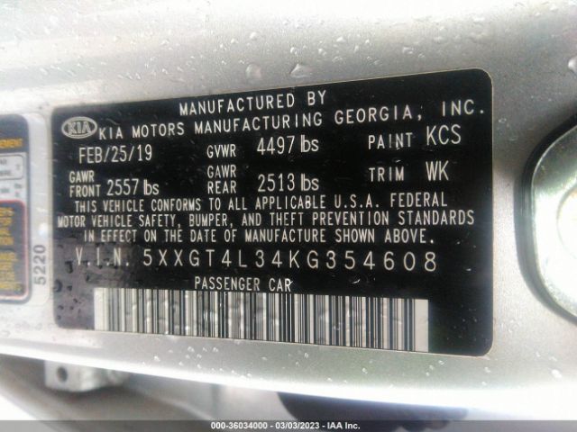 5XXGT4L34KG354608 KIA Optima Lx