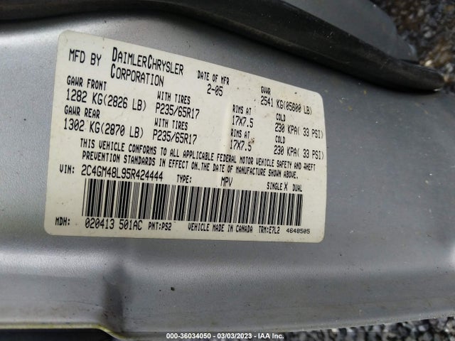 Chrysler Pacifica 2005 2C4GM48L95R424444 Image 10