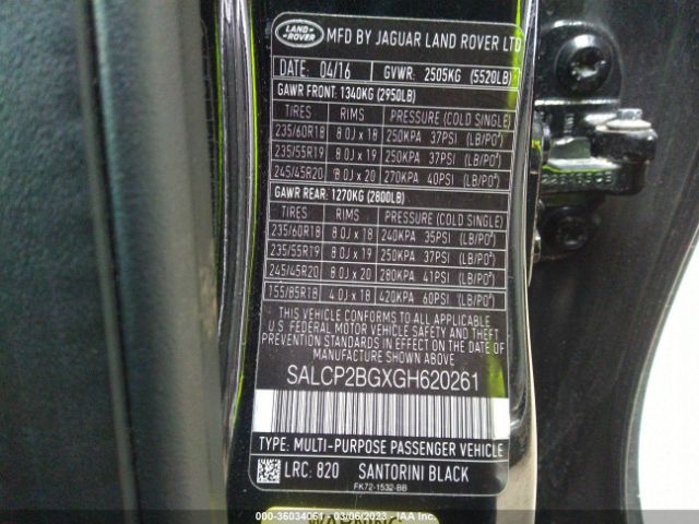 SALCP2BGXGH620261 Land Rover Discovery Sport Se