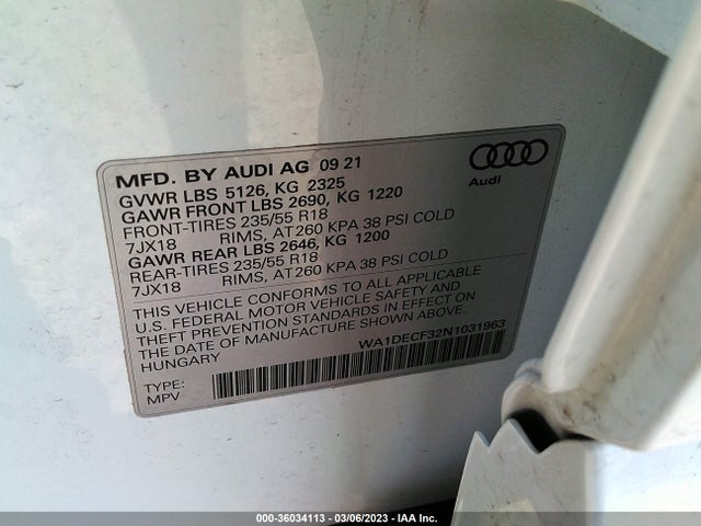 WA1DECF32N1031963 Audi Q3 S Line Premium