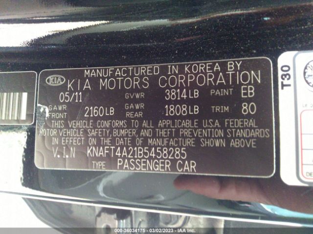 KNAFT4A21B5458285 KIA FORTE LX