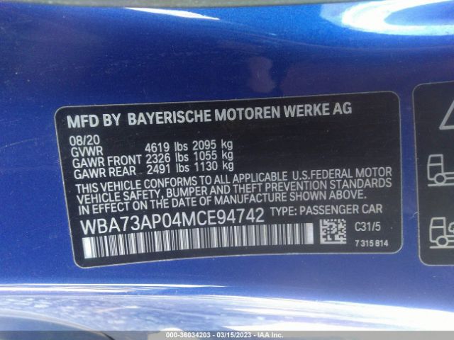 WBA73AP04MCE94742 BMW 4 Series 430i Xdrive