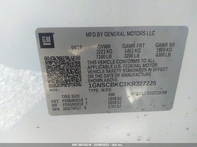Chevrolet Tahoe Lt 2019 1GNSCBKC1KR327225 Image 10