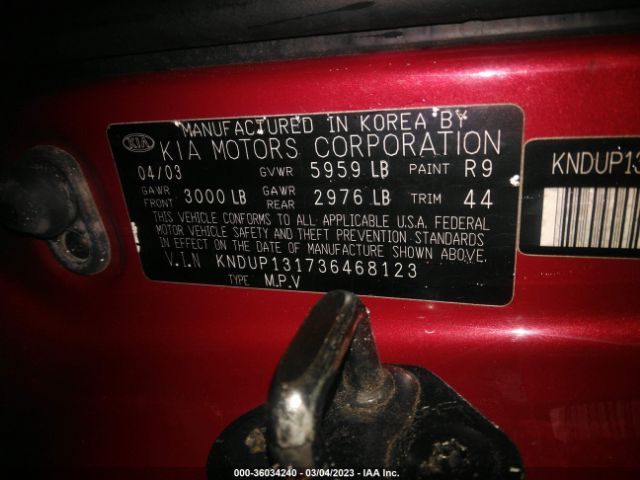 KNDUP131736468123 KIA Sedona Lx/ex