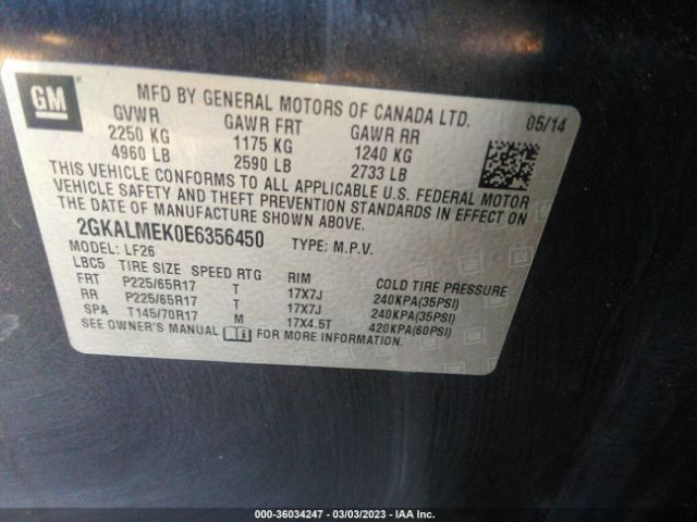 2GKALMEK0E6356450 GMC Terrain Sle