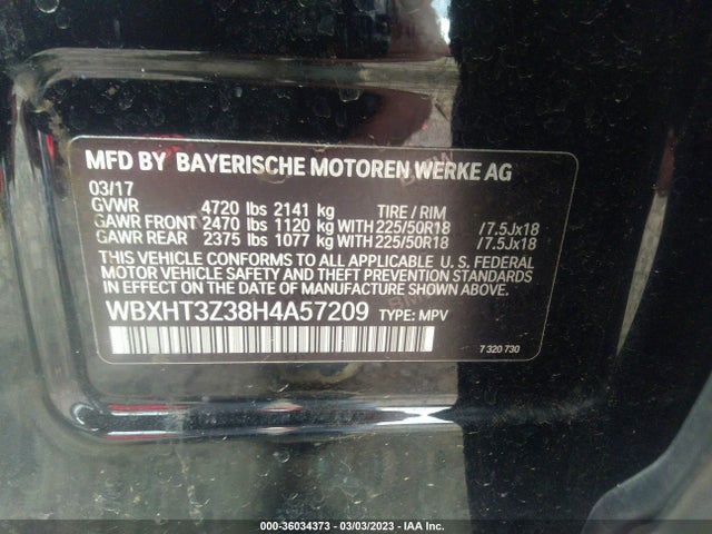 36034373 :رقم المزاد ، WBXHT3Z38H4A57209 vin ، 2017 Bmw X1 Xdrive28i مزاد بيع