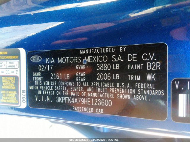 3KPFK4A79HE123600 KIA FORTE LX