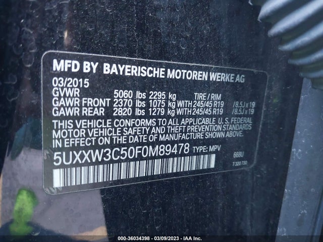 2015 BMW X4, VIN: 5UXXW3C50F0M89478