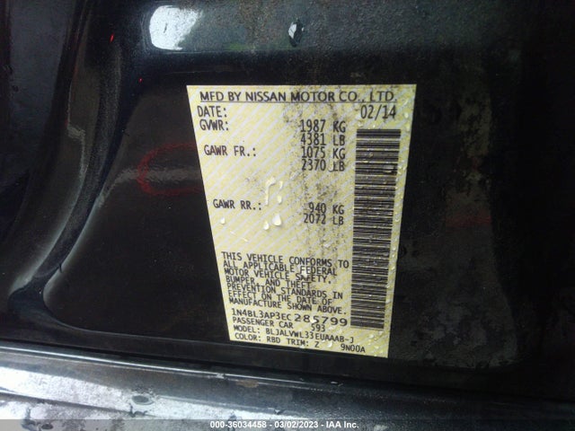 2014 NISSAN ALTIMA 3.5 SL VIN: 1N4BL3AP3EC285799