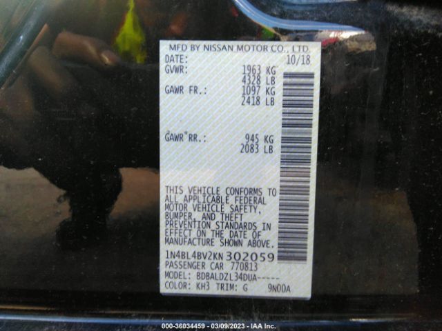 1N4BL4BV2KN302059 Nissan Altima 2.5 S