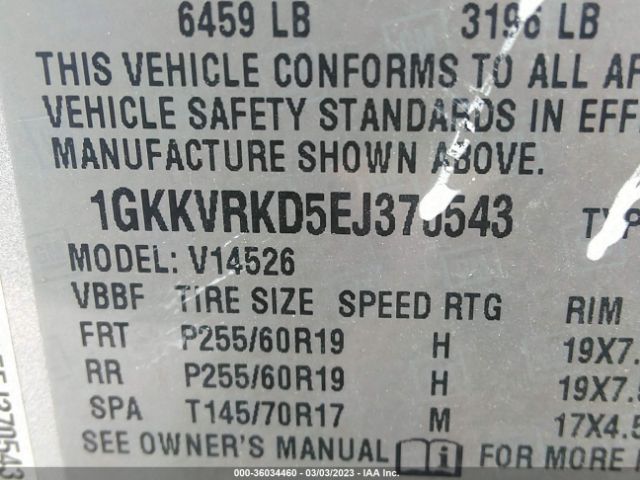 1GKKVRKD5EJ370543 GMC ACADIA SLT