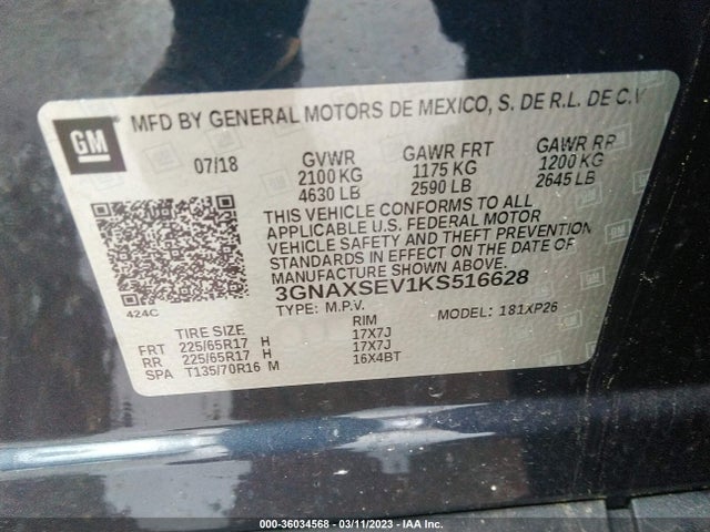 Chevrolet EQUINOX LS 2019 3GNAXSEV1KS516628 Image 10