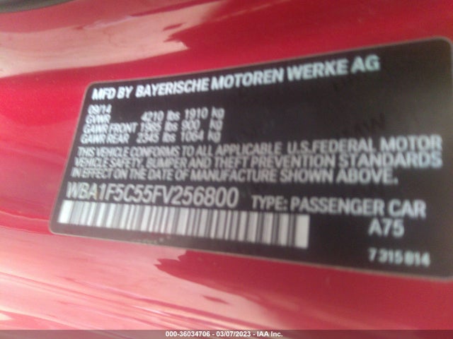 2015 BMW 2 Series, VIN: WBA1F5C55FV256800