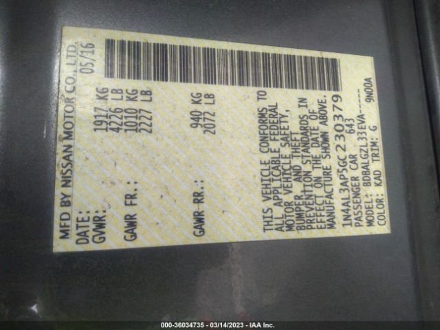1N4AL3AP5GC230379 Nissan ALTIMA 2.5