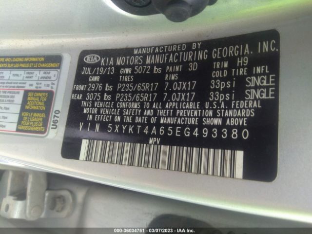 5XYKT4A65EG493380 KIA SORENTO LX