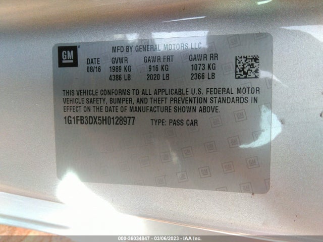 Chevrolet Camaro 1lt 2017 1G1FB3DX5H0128977 Image 10