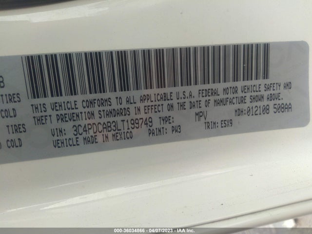 Dodge Journey Se Value 2020 3C4PDCAB3LT199749 Image 9