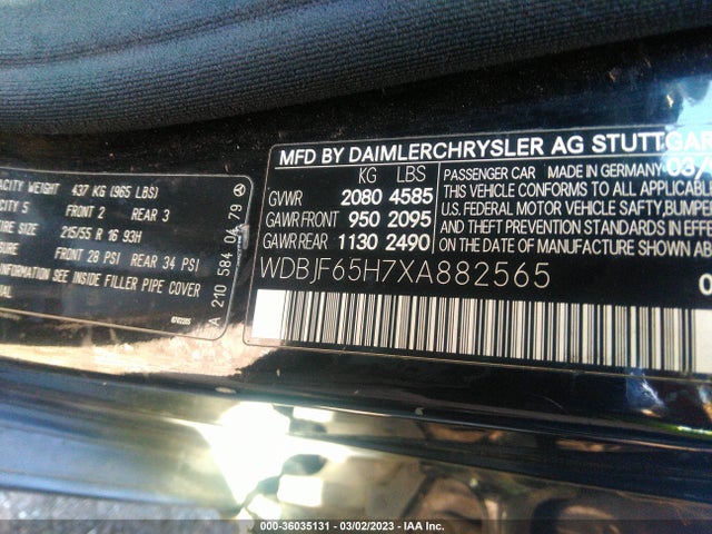 WDBJF65H7XA882565 Mercedes-Benz E-Class