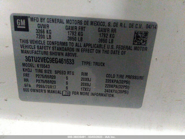 GMC Sierra 1500 Slt 2014 3GTU2VEC9EG461633 Image 9