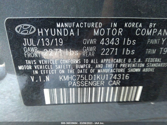 2019 Hyundai Ioniq, VIN: KMHC75LD1KU174316