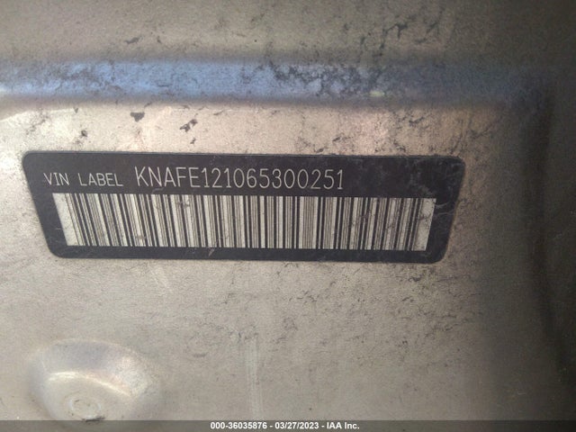 2006 KIA SPECTRA EX/SX/LX VIN: KNAFE121065300251