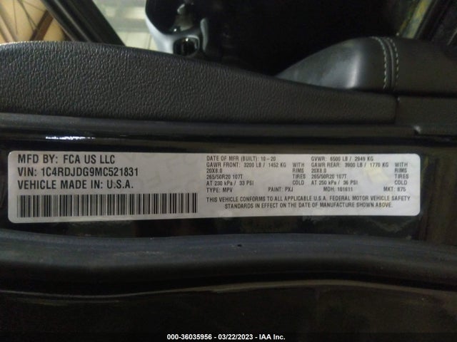 Dodge DURANGO GT 2021 1C4RDJDG9MC521831 Image 9