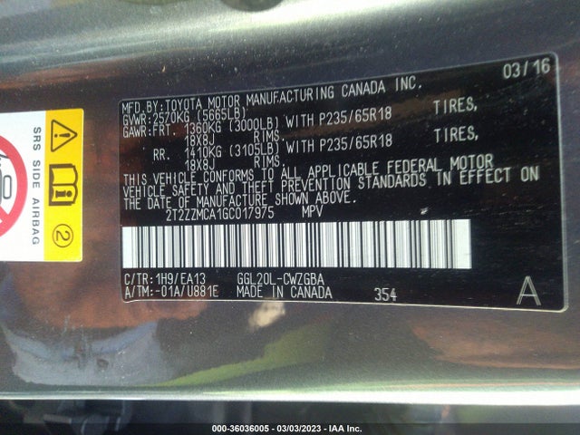 Lexus RX 350 2016 2T2ZZMCA1GC017975 Image 9