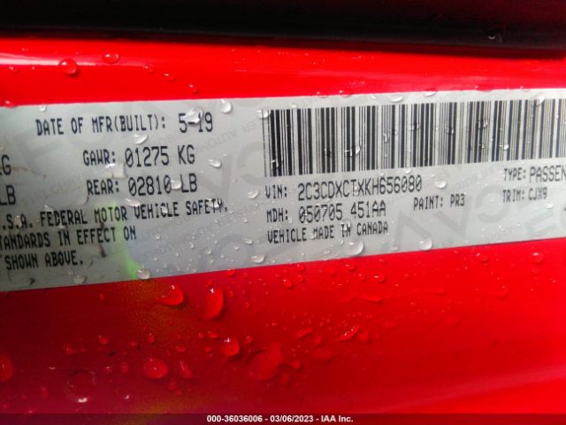 2C3CDXCTXKH656080 Dodge CHARGER R/T