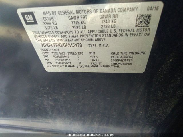 2GKFLTEKXG6315178 GMC Terrain Sle