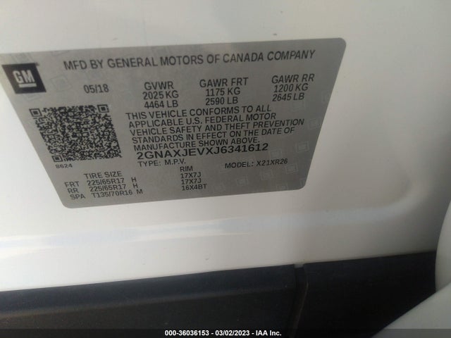 Chevrolet EQUINOX LT 2018 2GNAXJEVXJ6341612 Image 10
